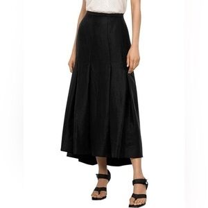 SPORTMAX by Max Mara Linen and Silk Pleated Midi Skirt